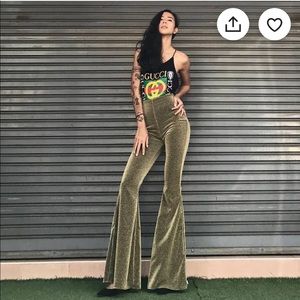 Gold flare pants